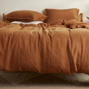 Parachute Linen Duvet Cover / Full/Queen / Color "Terra" Burnt Orange